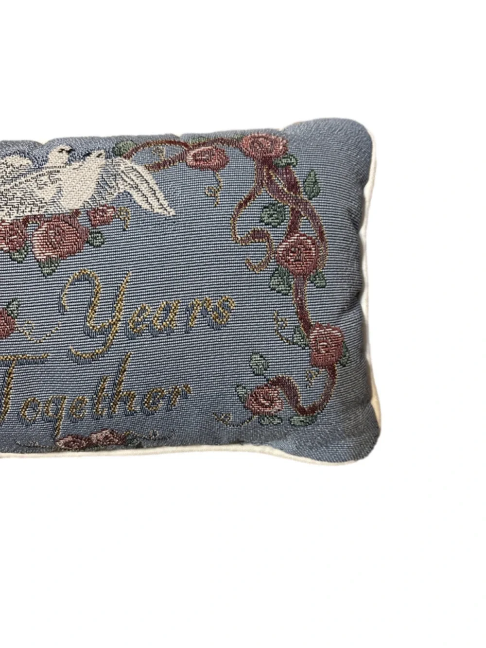 Decorative Pillow With “50 Years Together” On It 2 Doves &floral